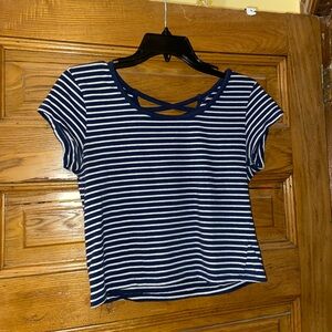 Splash Navy and White Striped Short Sleeve Top